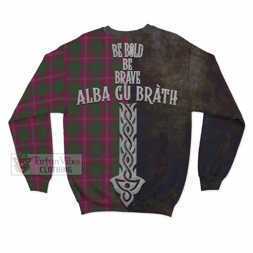Tartan Vibes Clothing Crawford Tartan Family Crest Sweatshirt Alba Gu Brath Be Brave Lion Ancient Style
