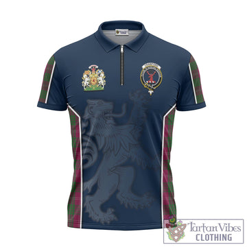 Crawford Tartan Zipper Polo Shirt with Family Crest and Lion Rampant Vibes Sport Style
