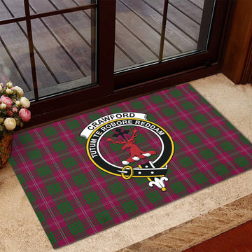Crawford Tartan Rubber Doormat with Family Crest
