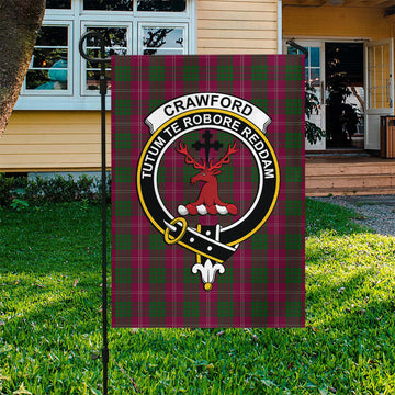 Crawford Tartan Garden Flag with Family Crest