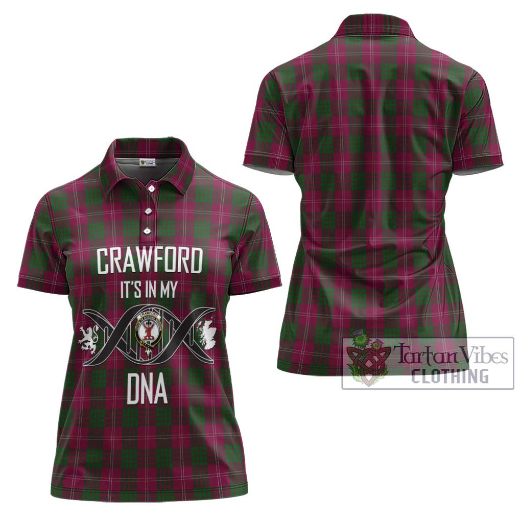 Crawford Tartan Women's Polo Shirt with Family Crest DNA In Me Style - Tartanvibesclothing Shop