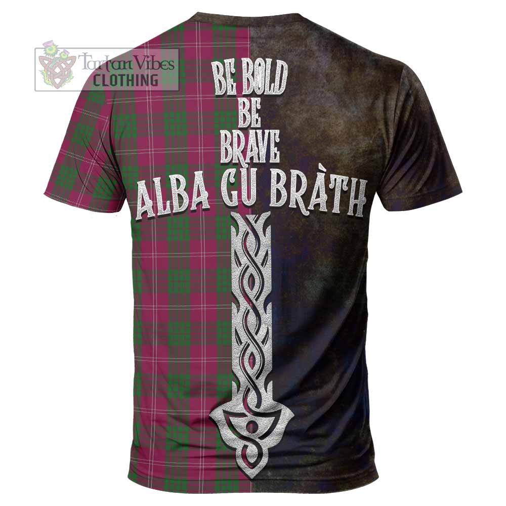 Tartan Vibes Clothing Crawford Tartan Family Crest T-Shirt Alba Gu Brath Be Brave Lion Ancient Style