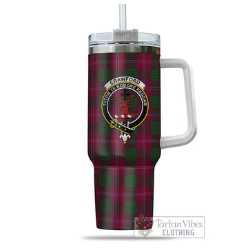 Tartan Vibes Clothing Crawford Tartan and Family Crest Tumbler with Handle