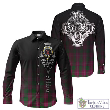 Tartan Vibes Clothing Crawford Tartan Long Sleeve Button Up Featuring Alba Gu Brath Family Crest Celtic Inspired