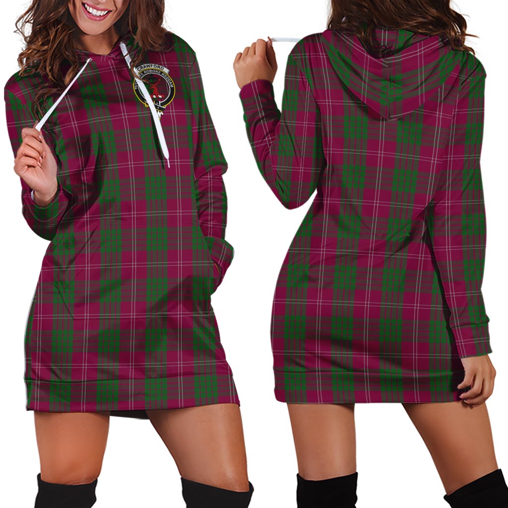 Crawford Tartan Hoodie Dress with Family Crest - Tartan Vibes Clothing