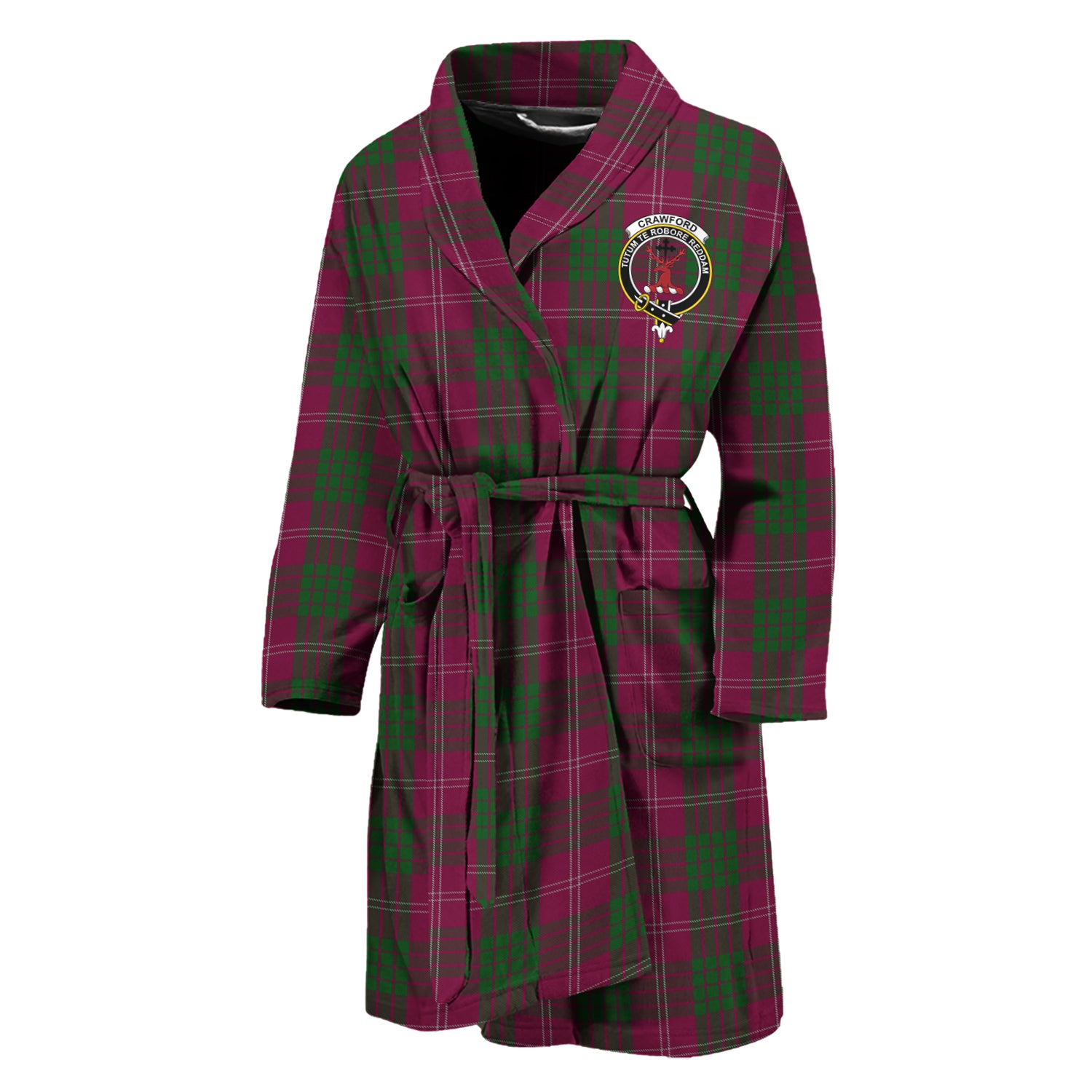 Crawford Tartan Bathrobe with Family Crest Unisex M - Tartan Vibes Clothing