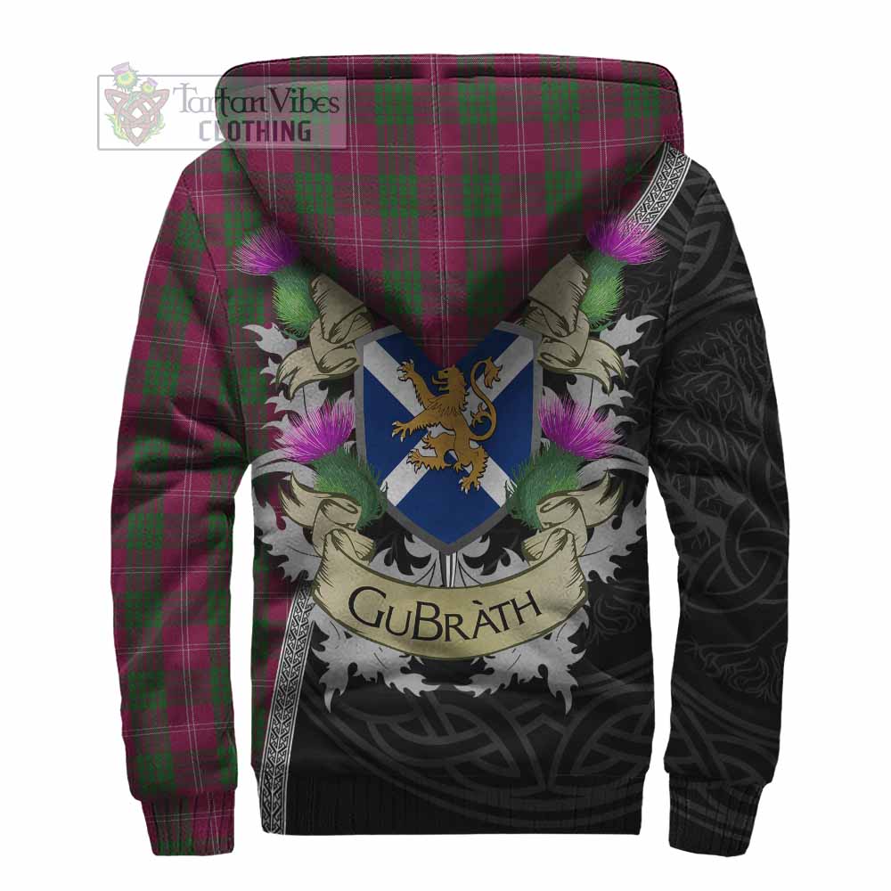 Tartan Vibes Clothing Crawford Tartan Family Crest Sherpa Hoodie Lion Rampant Royal Thistle Shield Celtic Inspired