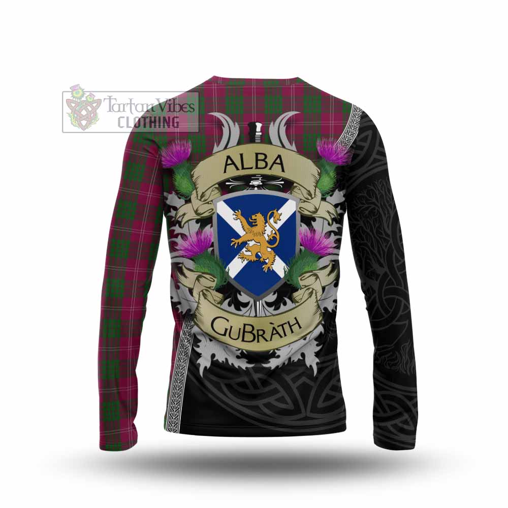 Tartan Vibes Clothing Crawford Tartan Family Crest Long Sleeve T-Shirt Lion Rampant Royal Thistle Shield Celtic Inspired