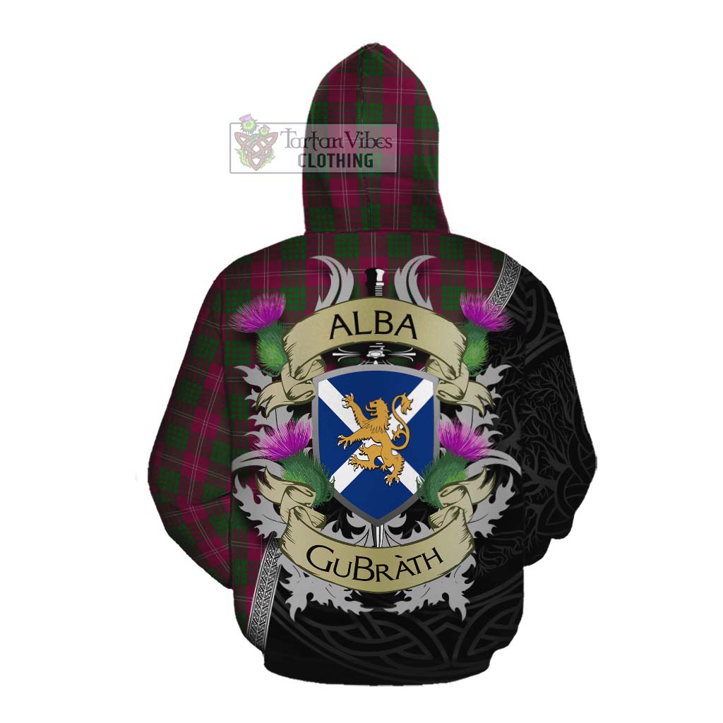 Tartan Vibes Clothing Crawford Tartan Family Crest Cotton Hoodie Lion Rampant Royal Thistle Shield Celtic Inspired