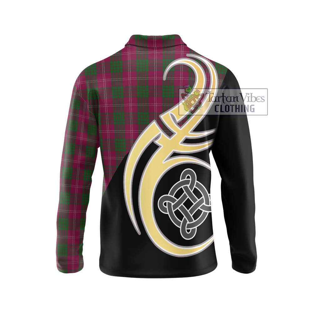 Crawford Tartan Long Sleeve Polo Shirt with Family Crest and Celtic Symbol Style - Tartan Vibes Clothing