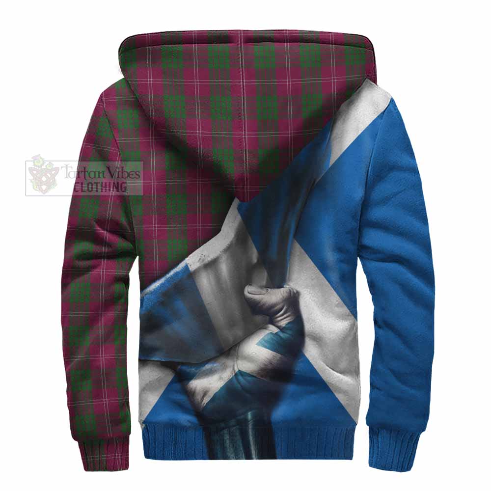 Tartan Vibes Clothing Crawford Tartan Sherpa Hoodie with Family Crest Scotland Patriotic Style