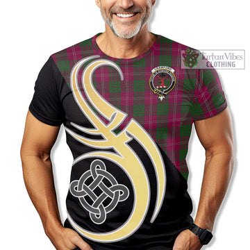 Tartan Vibes Clothing Crawford Tartan T-Shirt with Family Crest and Celtic Symbol Style