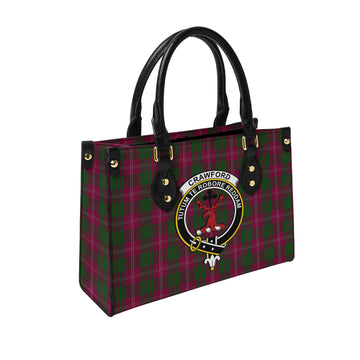 Crawford Tartan Leather Bag with Family Crest