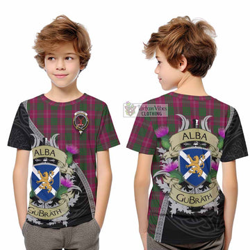 Crawford Tartan Family Crest Kid T-Shirt Lion Rampant Royal Thistle Shield Celtic Inspired