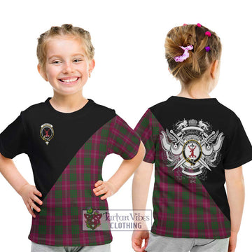 Crawford Tartan Kid T-Shirt with Family Crest and Military Logo Style - Tartanvibesclothing Shop