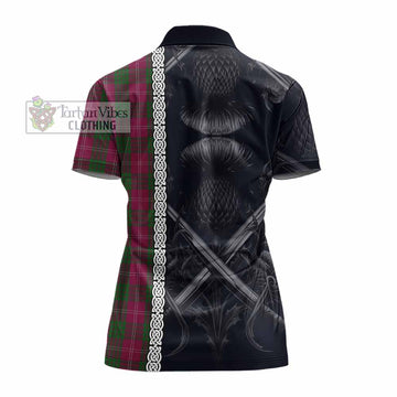 Tartan Vibes Clothing Crawford Tartan Women's Polo Shirt with Family Crest Cross Sword Thistle Celtic Vibes