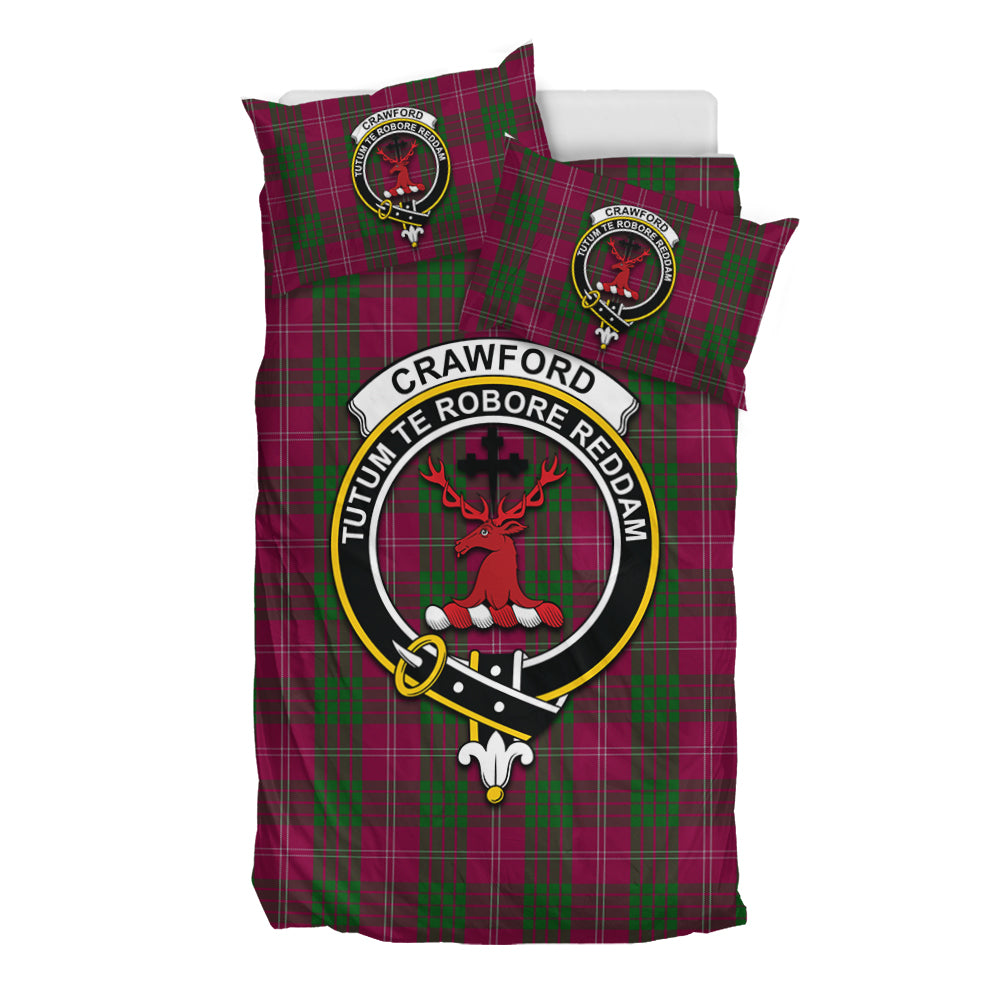 Crawford Tartan Bedding Set with Family Crest - Tartan Vibes Clothing