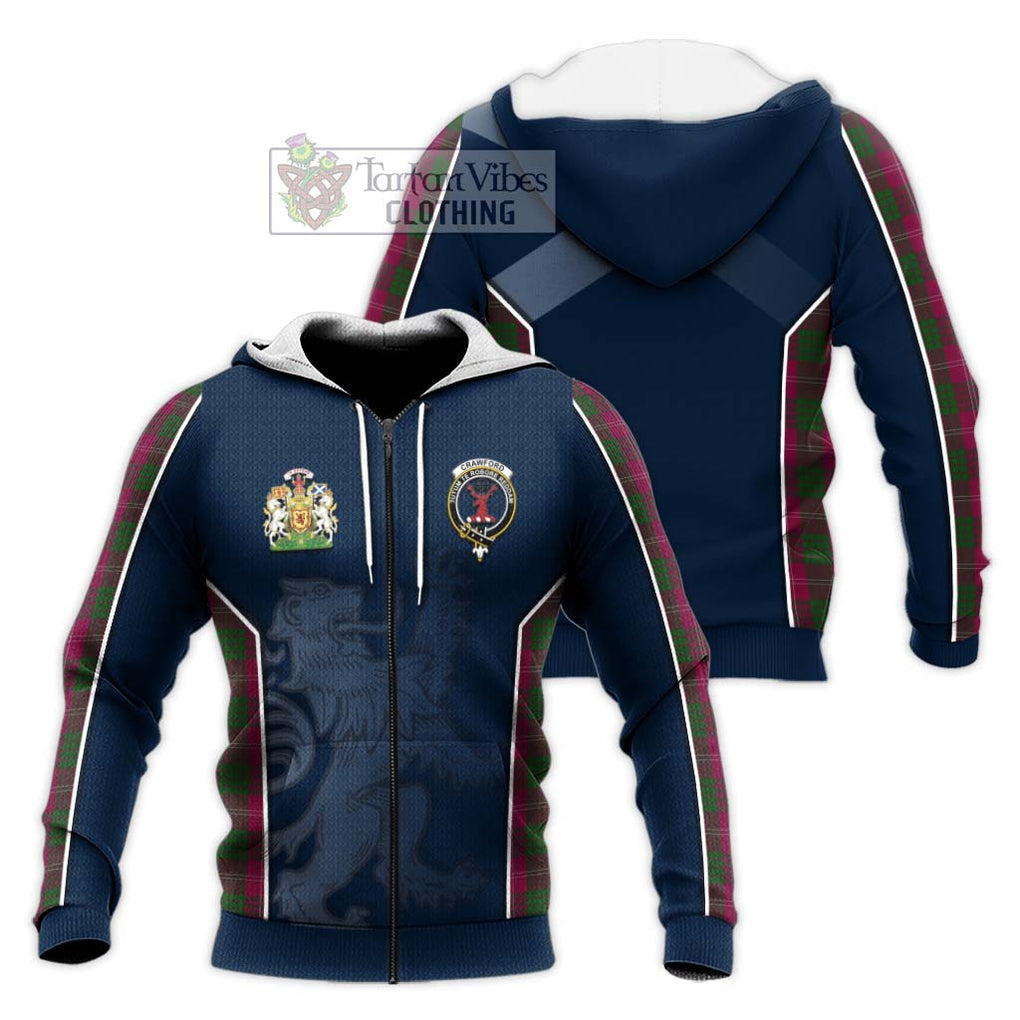 Crawford Tartan Knitted Hoodie with Family Crest and Lion Rampant Vibes Sport Style Unisex Knitted Zip Hoodie - Tartan Vibes Clothing