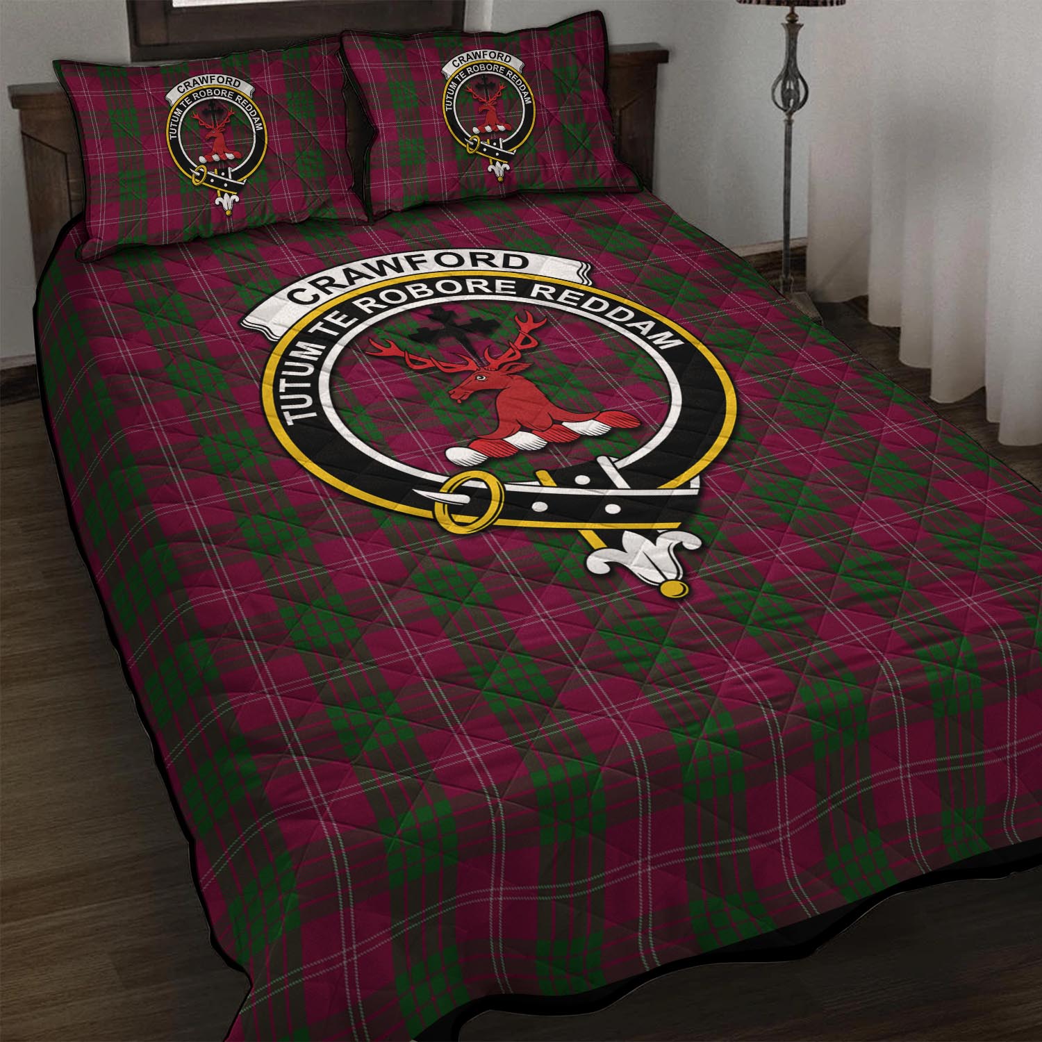 Crawford Tartan Quilt Bed Set with Family Crest - Tartan Vibes Clothing