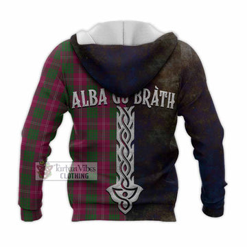 Crawford Tartan Family Crest Knitted Hoodie Alba Gu Brath Be Brave Lion Ancient Style