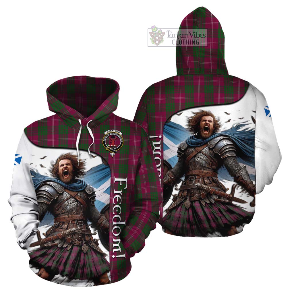 Tartan Vibes Clothing Crawford Crest Tartan Cotton Hoodie Inspired by the Freedom of Scottish Warrior