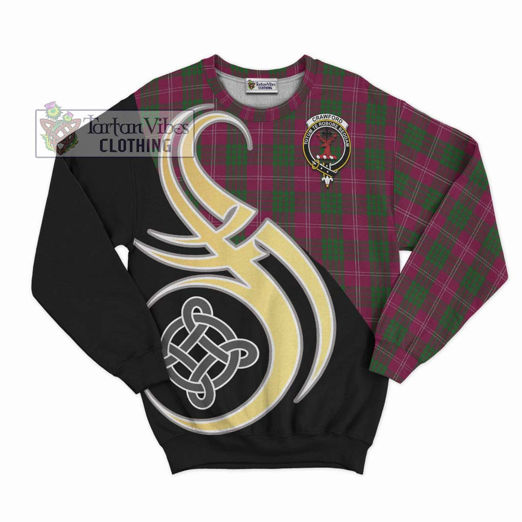 Crawford Tartan Sweatshirt with Family Crest and Celtic Symbol Style - Tartan Vibes Clothing