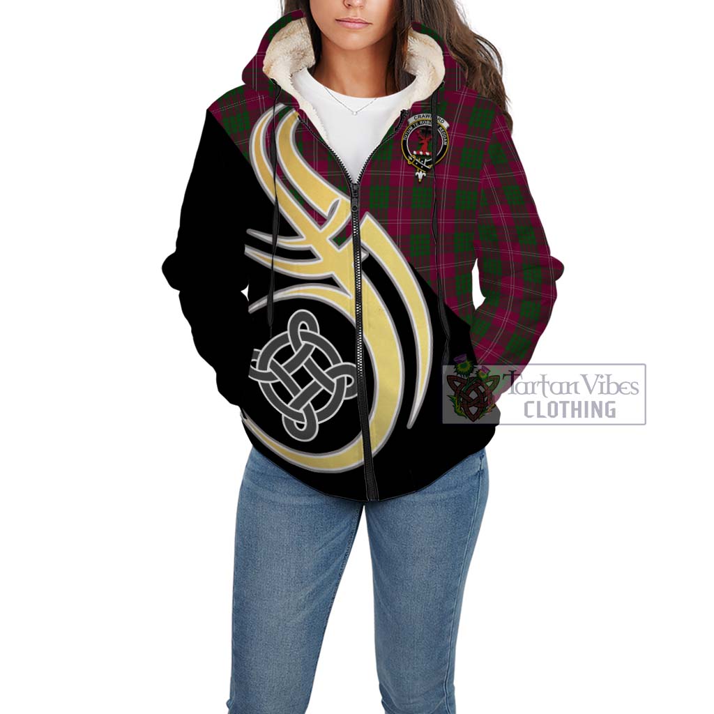 Crawford Tartan Sherpa Hoodie with Family Crest and Celtic Symbol Style Unisex - Tartan Vibes Clothing
