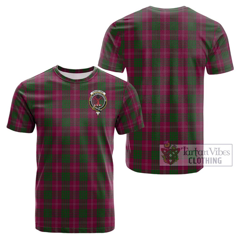 Crawford Tartan Cotton T-Shirt with Family Crest Kid's Shirt - Tartanvibesclothing Shop