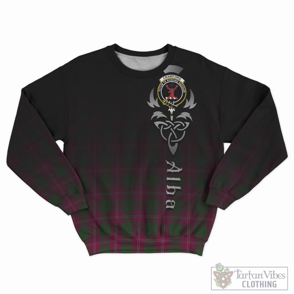 Tartan Vibes Clothing Crawford Tartan Sweatshirt Featuring Alba Gu Brath Family Crest Celtic Inspired