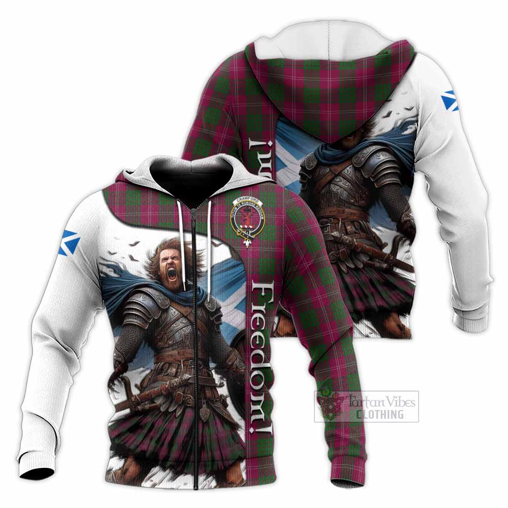 Tartan Vibes Clothing Crawford Crest Tartan Knitted Hoodie Inspired by the Freedom of Scottish Warrior