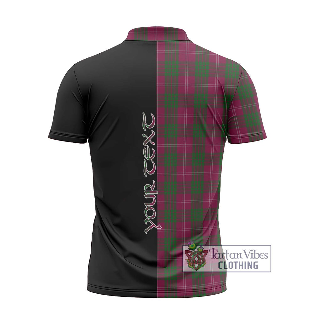 Crawford Tartan Zipper Polo Shirt with Family Crest and Half Of Me Style - Tartanvibesclothing Shop