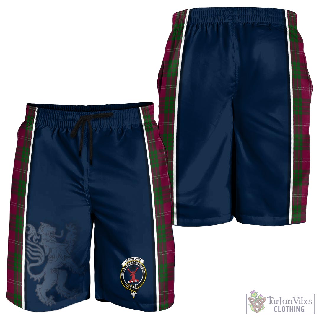 Tartan Vibes Clothing Crawford Tartan Men's Shorts with Family Crest and Lion Rampant Vibes Sport Style