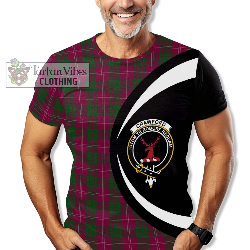 Tartan Vibes Clothing Crawford Tartan T-Shirt with Family Crest Circle Style