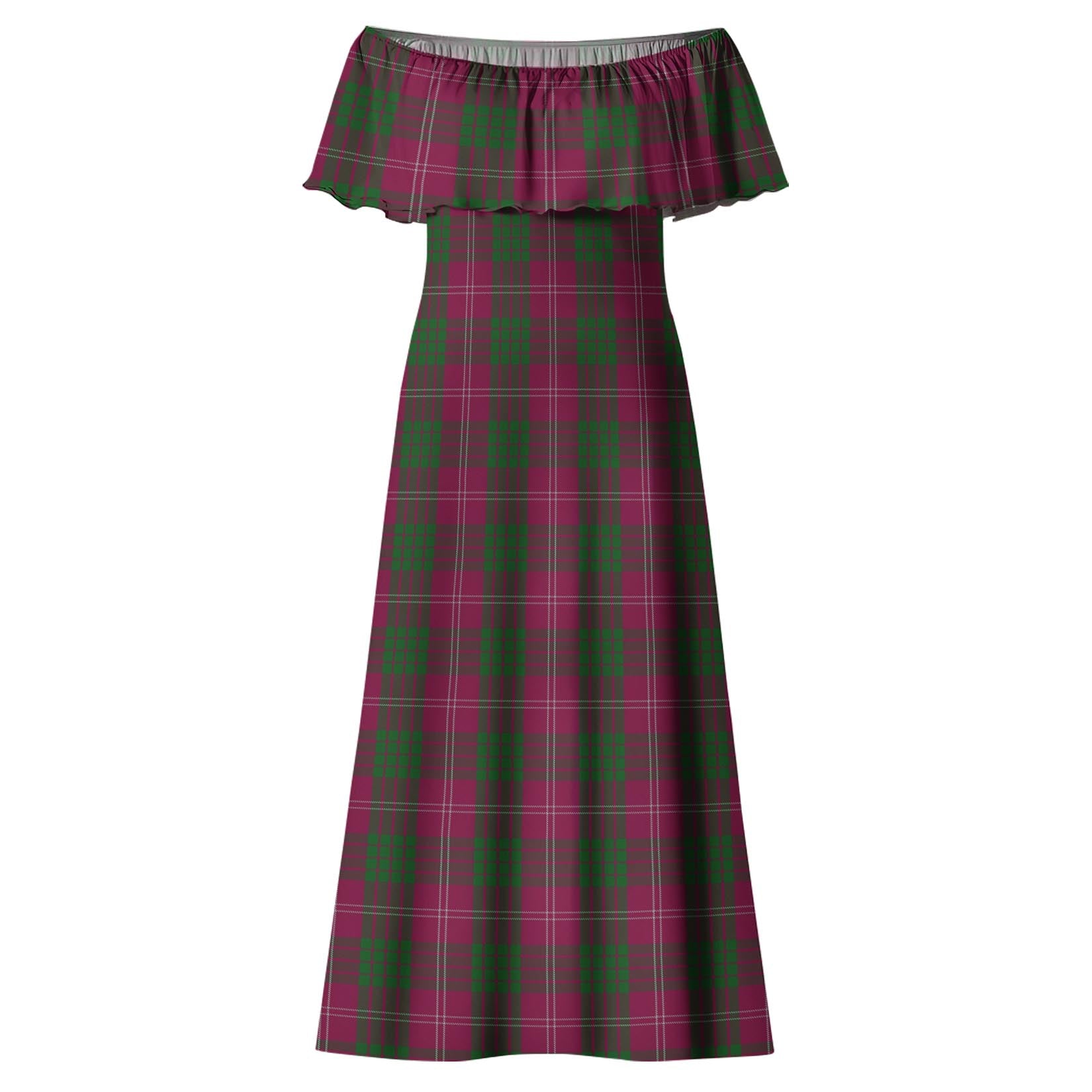 Crawford Tartan Off Shoulder Long Dress - Tartanvibesclothing