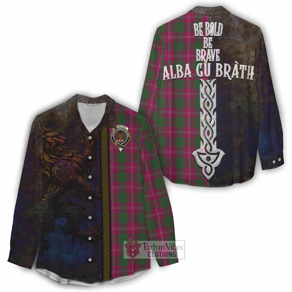 Tartan Vibes Clothing Crawford Tartan Family Crest Women's Casual Shirt Alba Gu Brath Be Brave Lion Ancient Style