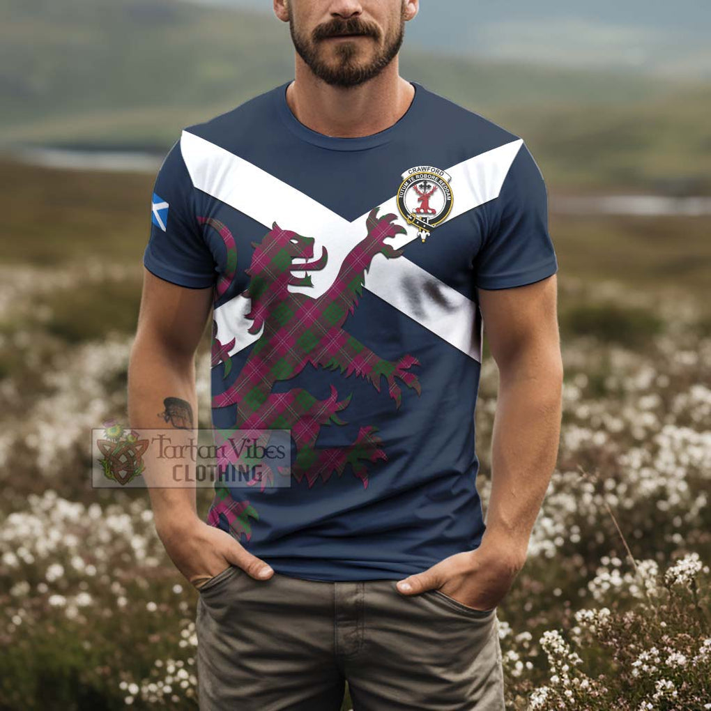 Tartan Vibes Clothing Crawford Tartan Lion Rampant T-Shirt – Proudly Display Your Heritage with Alba Gu Brath and Clan Name
