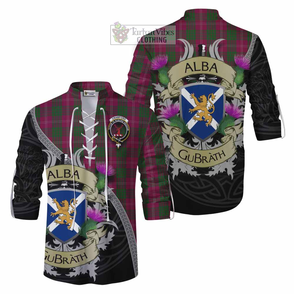 Tartan Vibes Clothing Crawford Tartan Family Crest Ghillie Kilt Shirt Lion Rampant Royal Thistle Shield Celtic Inspired