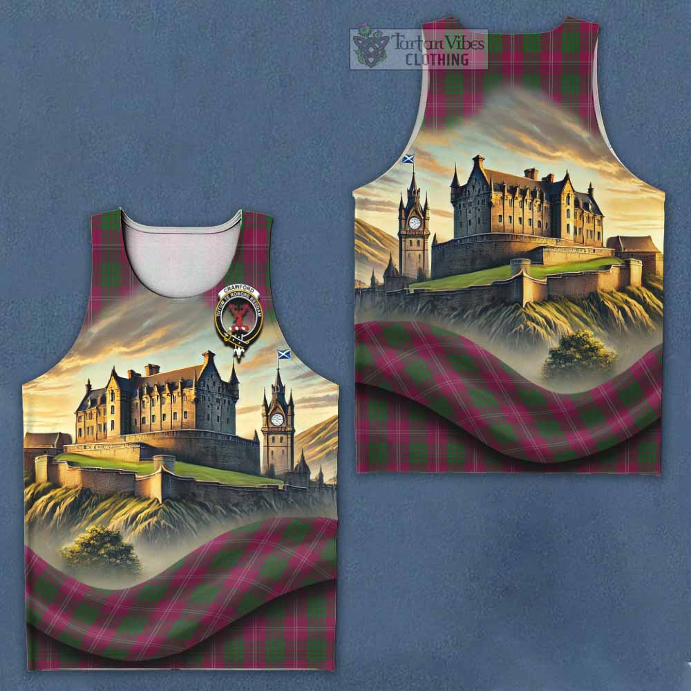 Tartan Vibes Clothing Crawford Tartan Family Crest Men's Tank Top with Scottish Ancient Castle Style