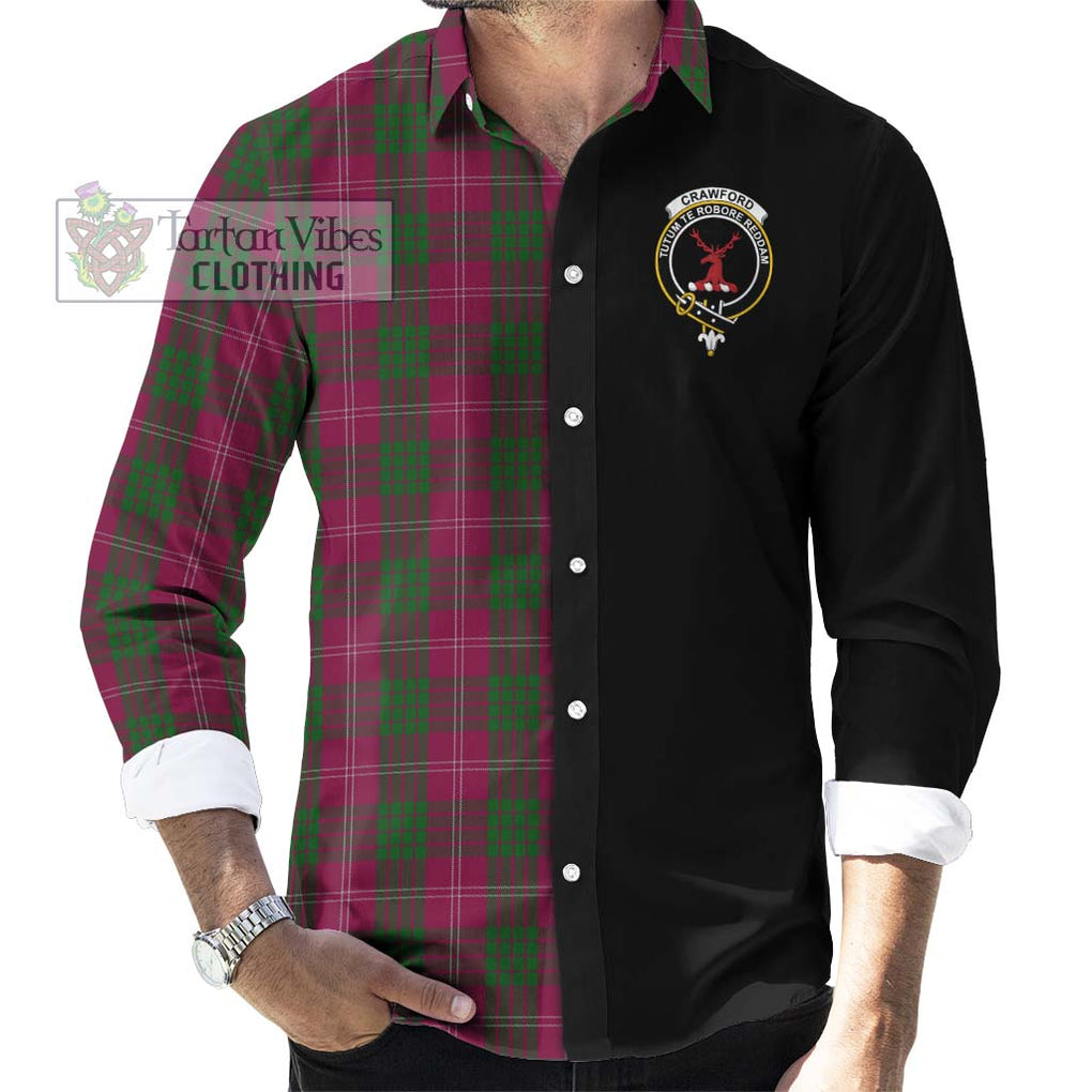 Crawford Tartan Long Sleeve Button Shirt with Family Crest and Half Of Me Style - Tartanvibesclothing Shop