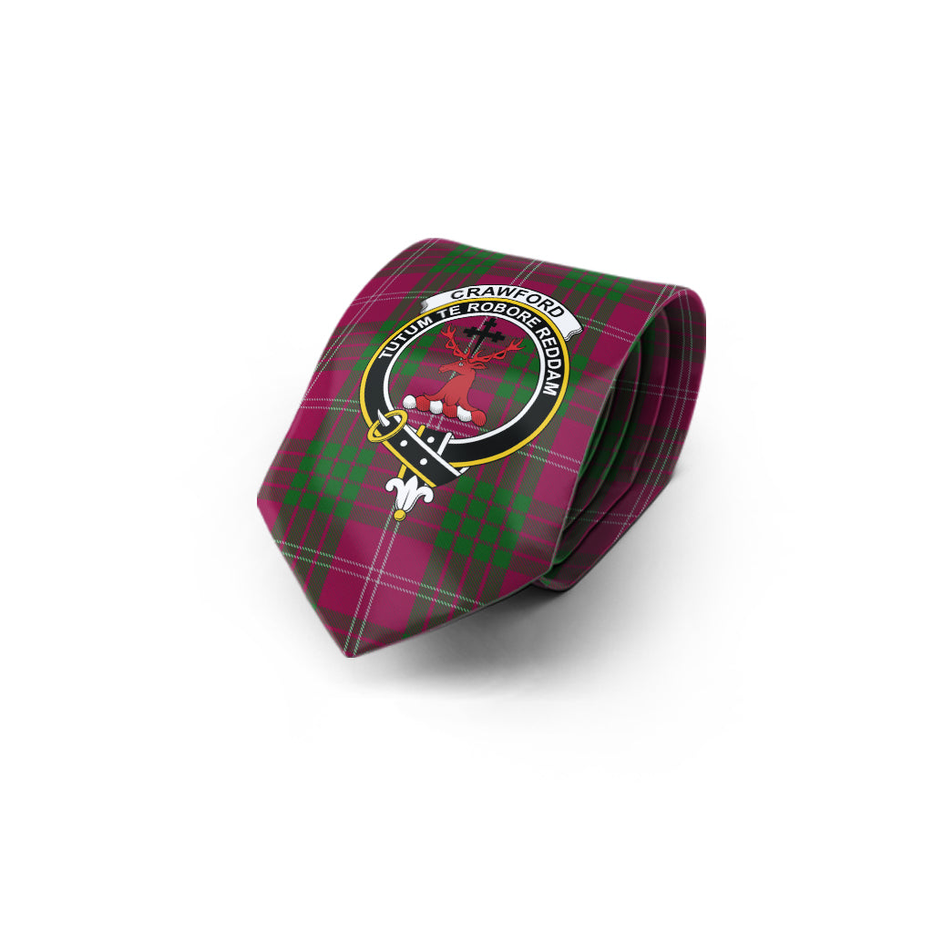 Crawford Tartan Classic Necktie with Family Crest - Tartan Vibes Clothing