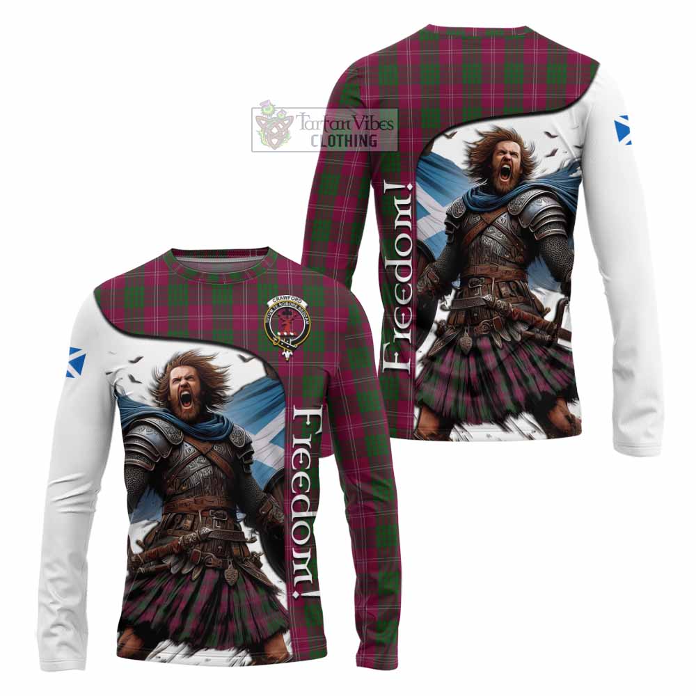 Tartan Vibes Clothing Crawford Crest Tartan Long Sleeve T-Shirt Inspired by the Freedom of Scottish Warrior