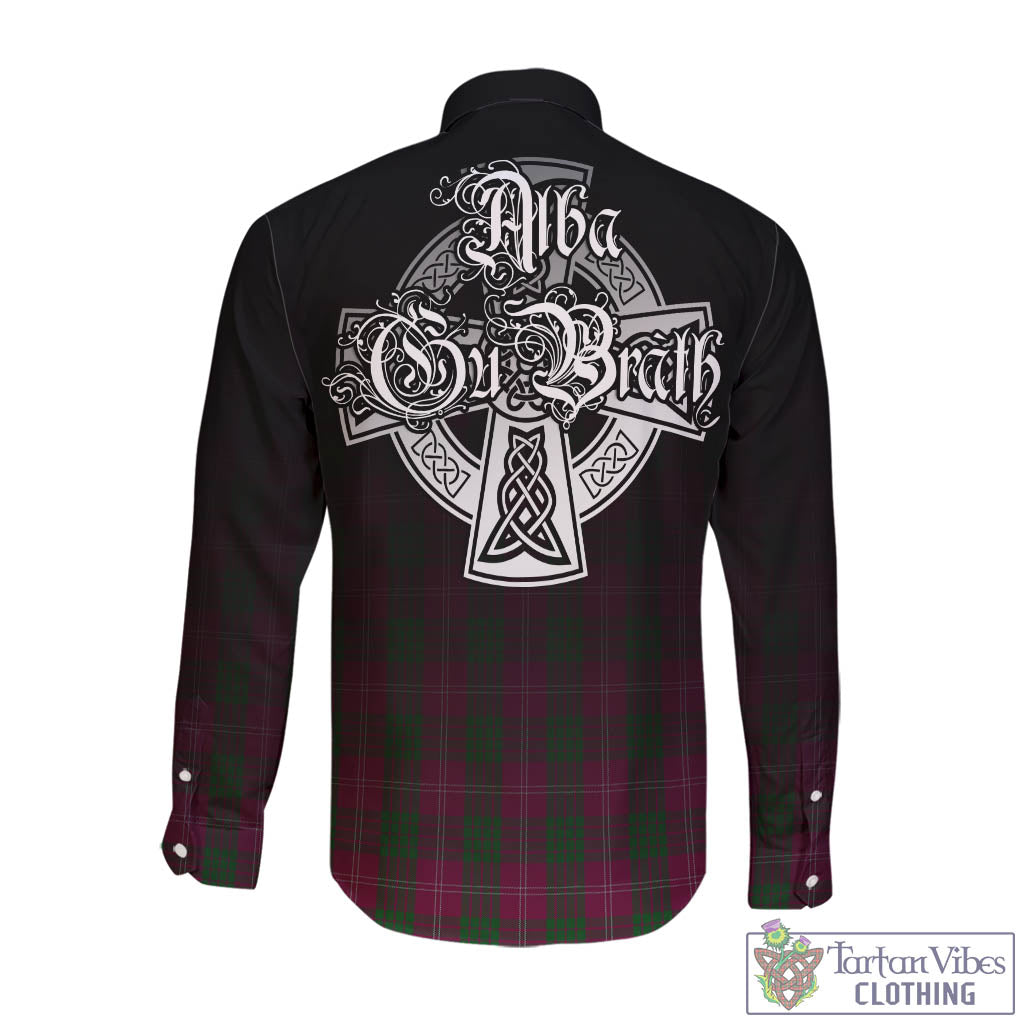 Tartan Vibes Clothing Crawford Tartan Long Sleeve Button Up Featuring Alba Gu Brath Family Crest Celtic Inspired