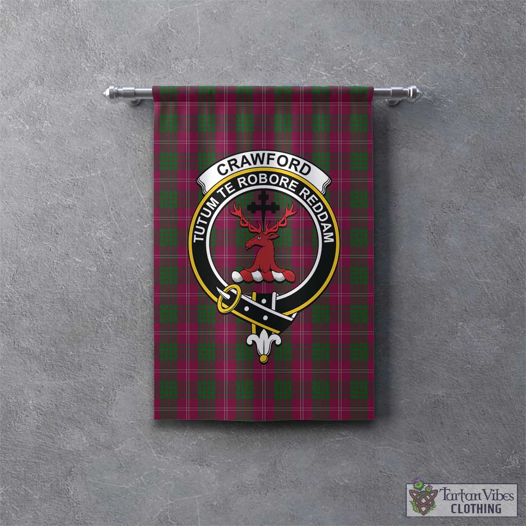 Tartan Vibes Clothing Crawford Tartan Gonfalon, Tartan Banner with Family Crest