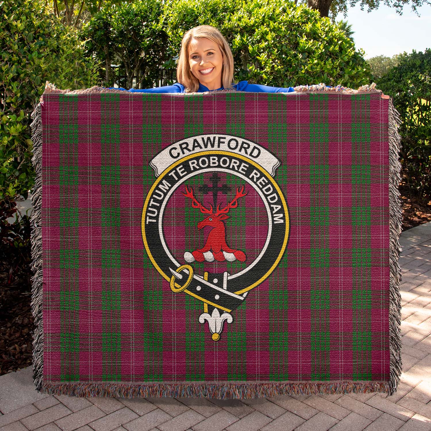 Tartan Vibes Clothing Crawford Tartan Woven Blanket with Family Crest