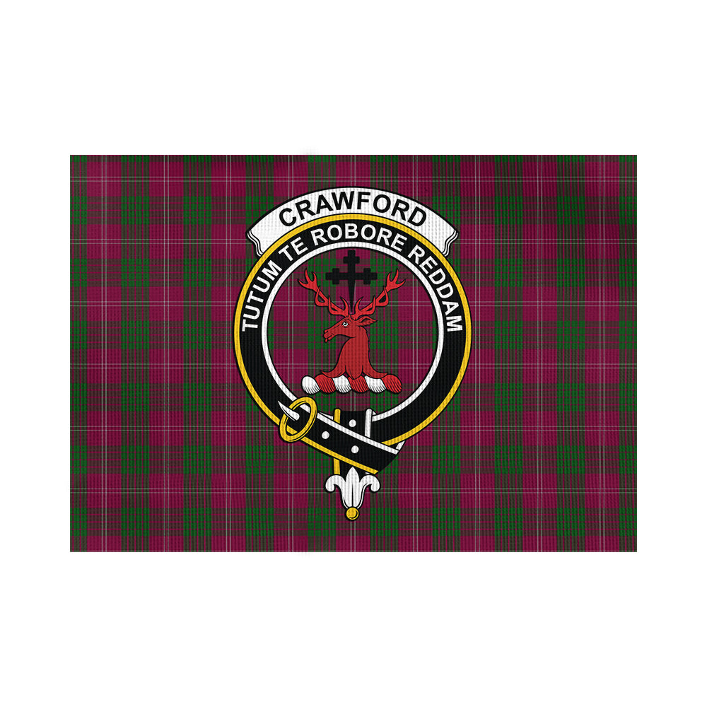 crawford-tartan-flag-with-family-crest