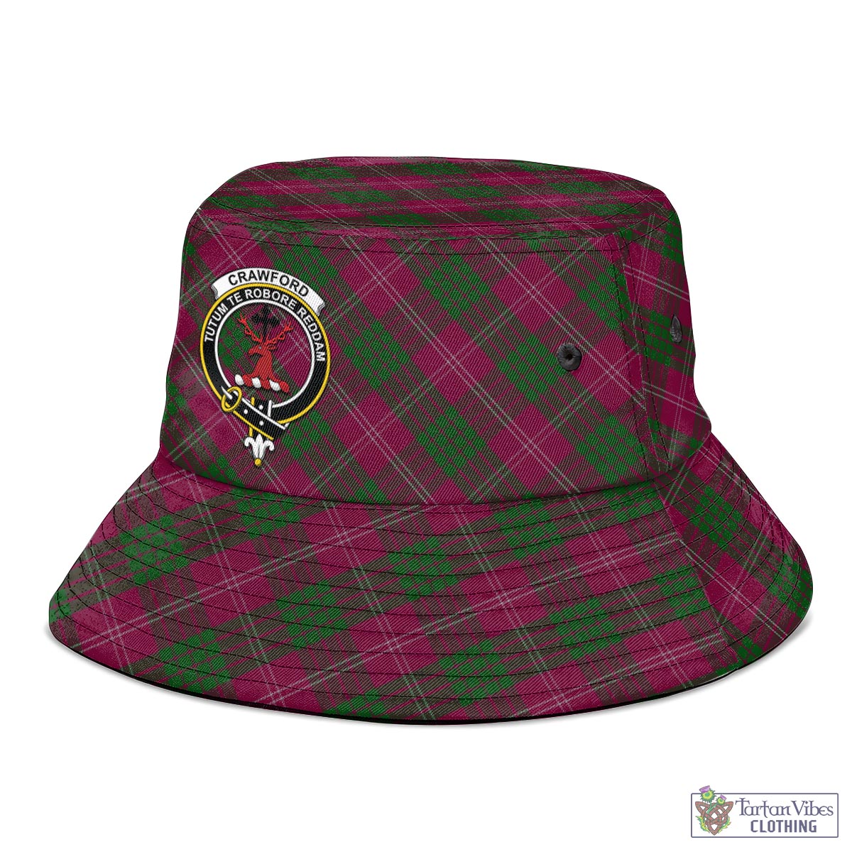 Tartan Vibes Clothing Crawford Tartan Bucket Hat with Family Crest