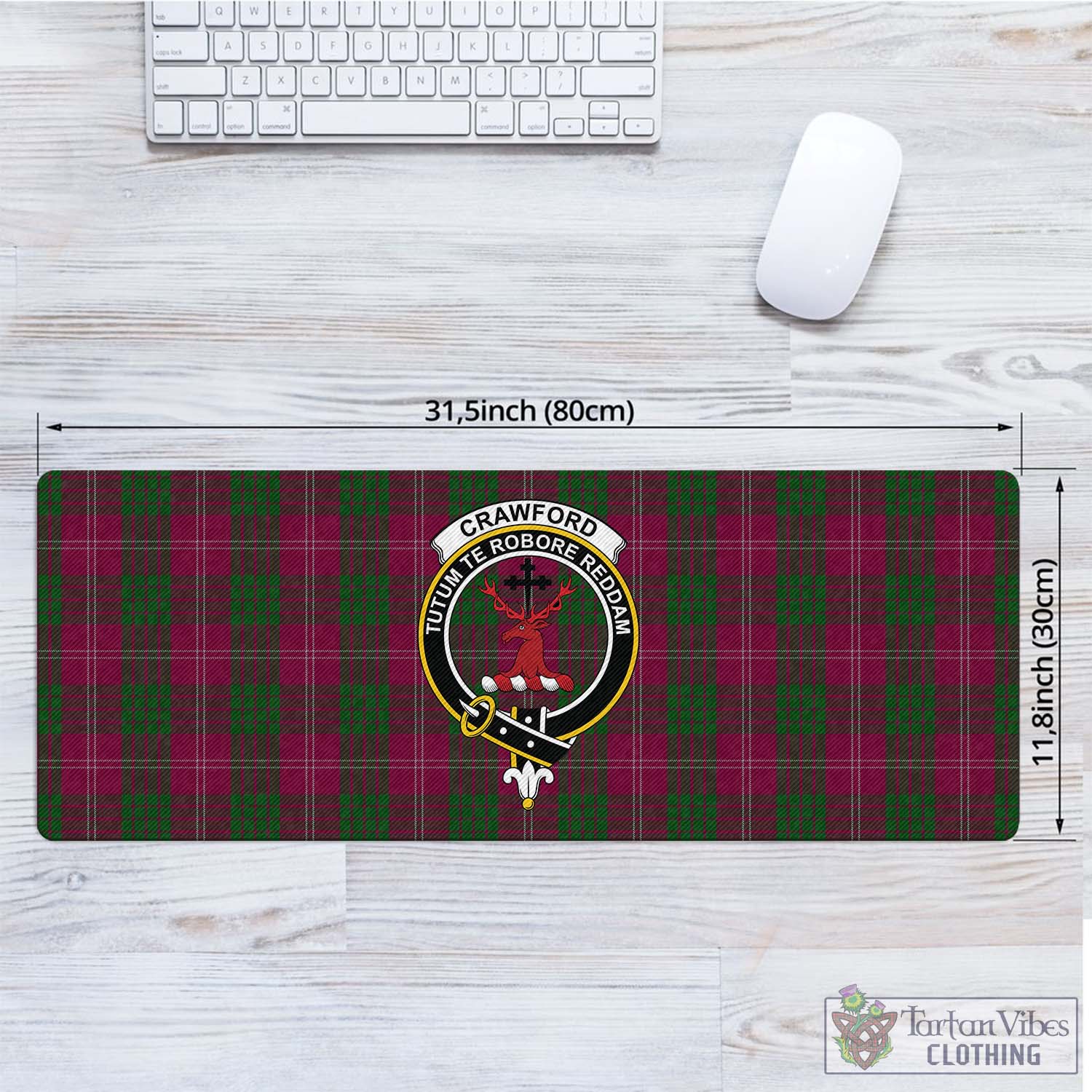 Tartan Vibes Clothing Crawford Tartan Mouse Pad with Family Crest