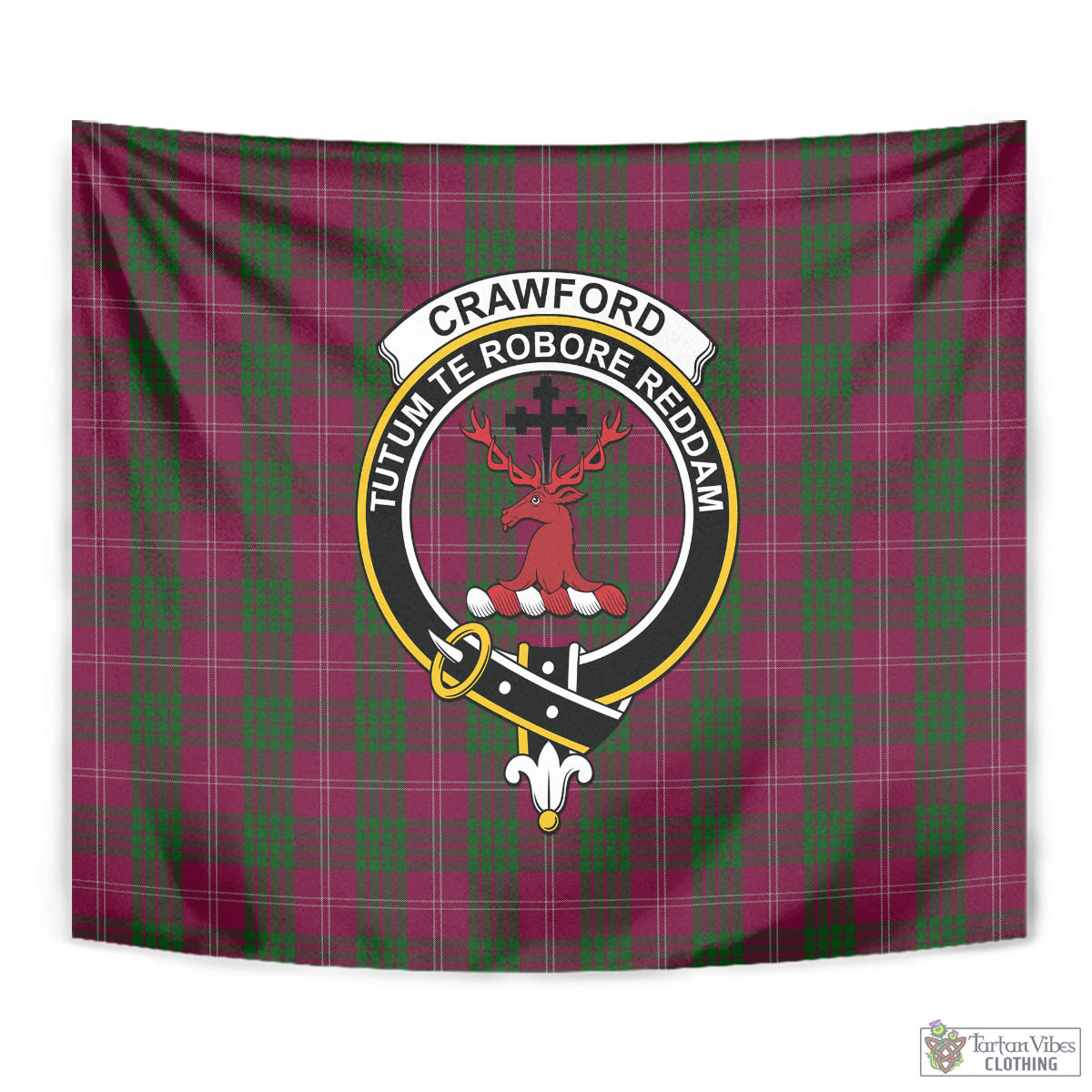 Tartan Vibes Clothing Crawford Tartan Tapestry Wall Hanging and Home Decor for Room with Family Crest