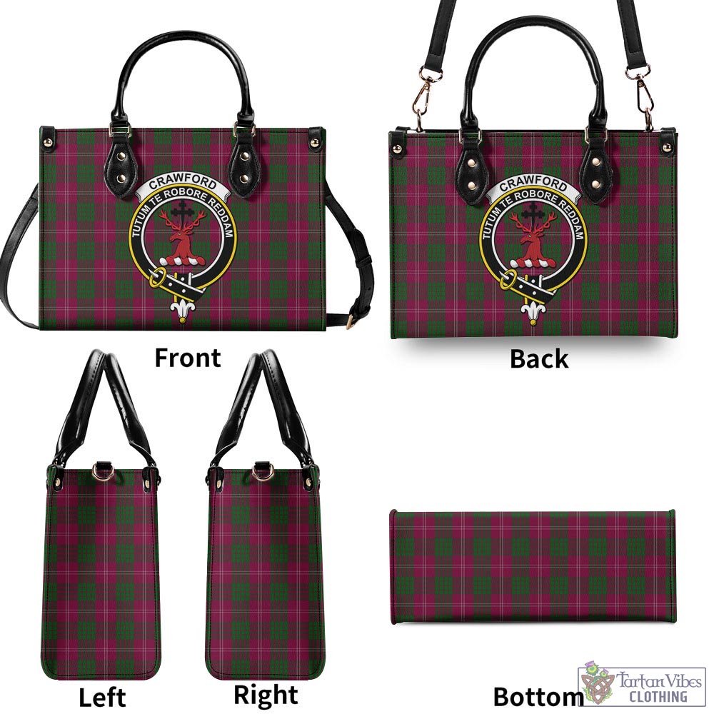 Tartan Vibes Clothing Crawford Tartan Luxury Leather Handbags with Family Crest