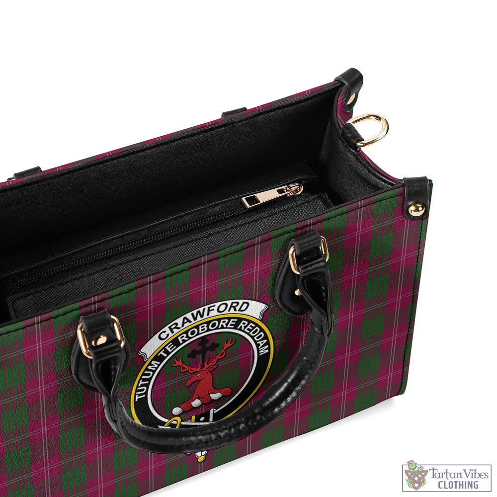 Tartan Vibes Clothing Crawford Tartan Luxury Leather Handbags with Family Crest